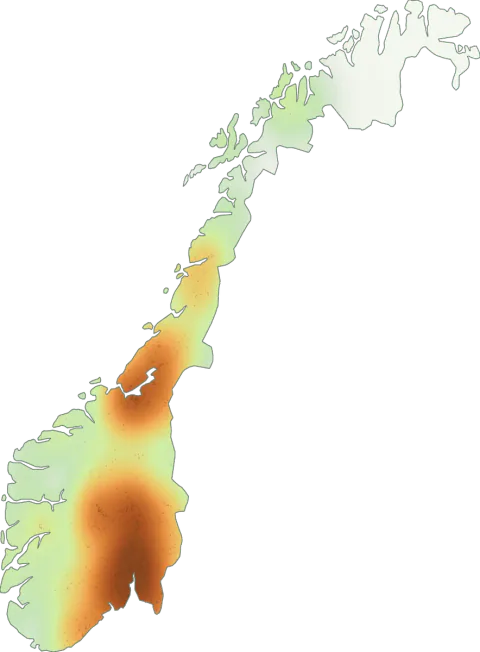 Utbredelseskart for Brun fluesopp