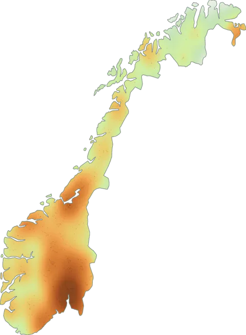 Utbredelseskart for Brunkjøttbukkesopp