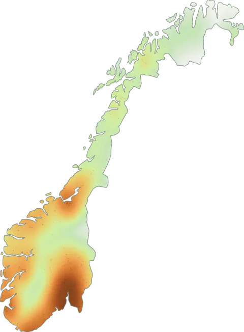 Utbredelseskart for Falsk kantarell