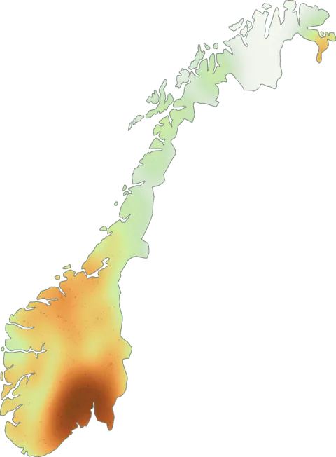 Utbredelseskart for Furuskjellpigg