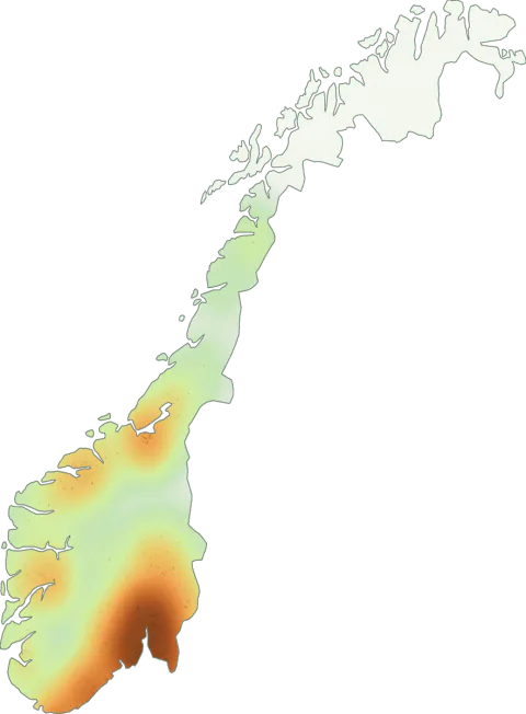 Utbredelseskart for Gallerørsopp