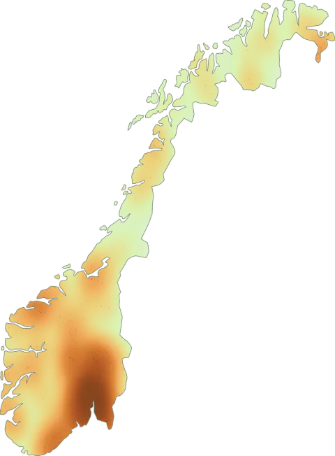 Kart over registrerte observasjoner av gråmusserong i Norge.