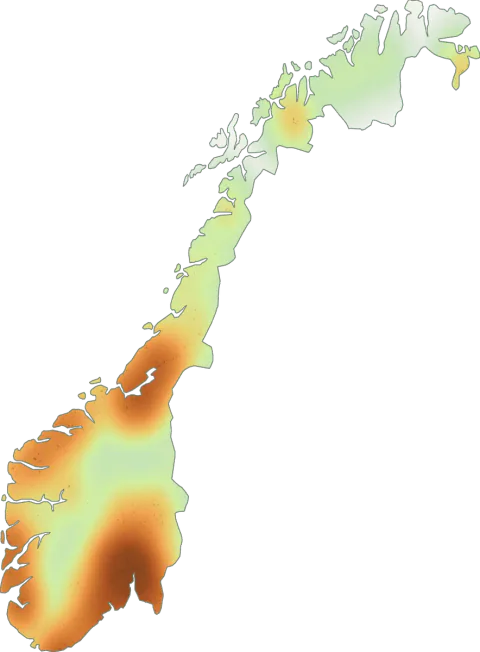 Utbredelseskart for Gul trompetsopp