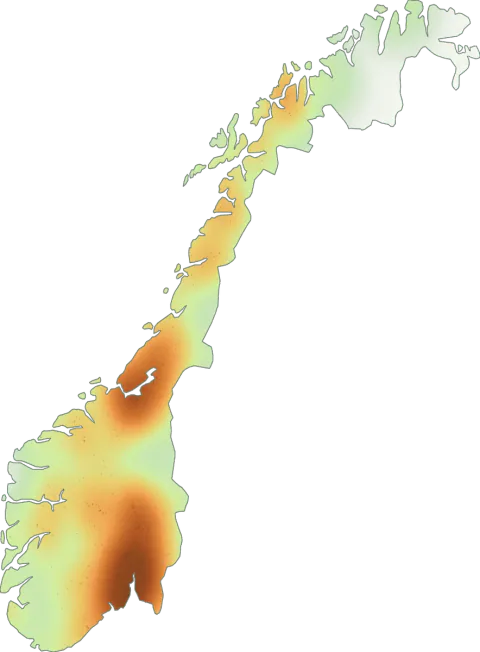 Utbredelseskart for Irrgrønn kragesopp