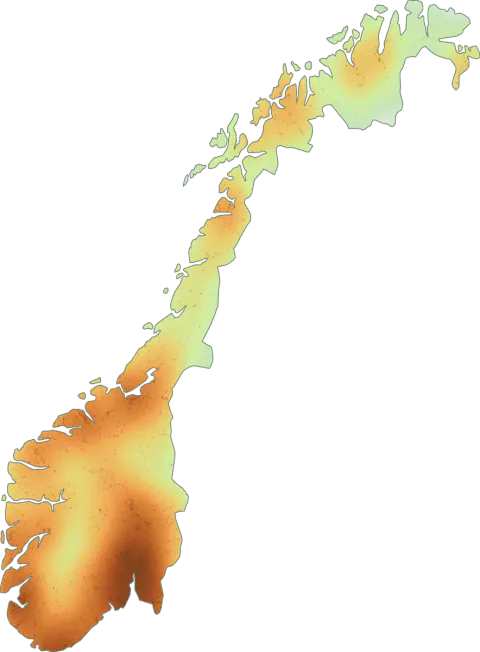 Kart over registrerte observasjoner av knuskkjuke i Norge.