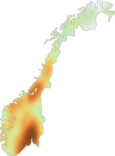 Kart over registrerte observasjoner av korallsopper i Norge.