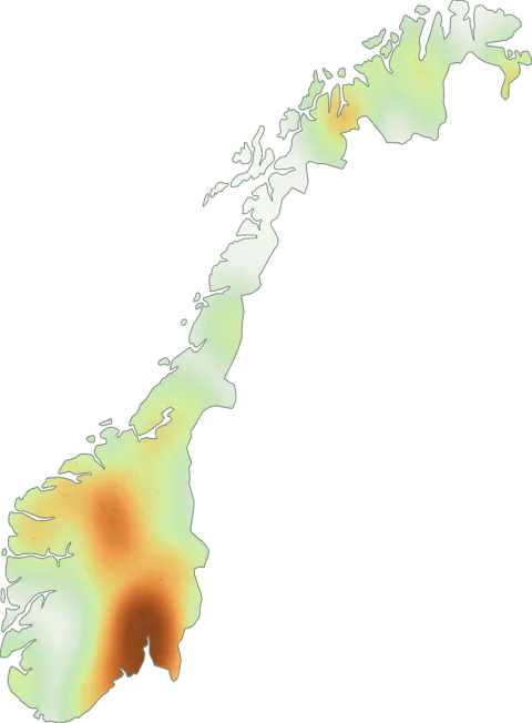 Utbredelseskart for Ringløs smørsopp