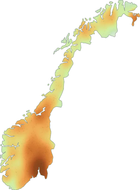 Utbredelseskart for Rødbelteslørsopp