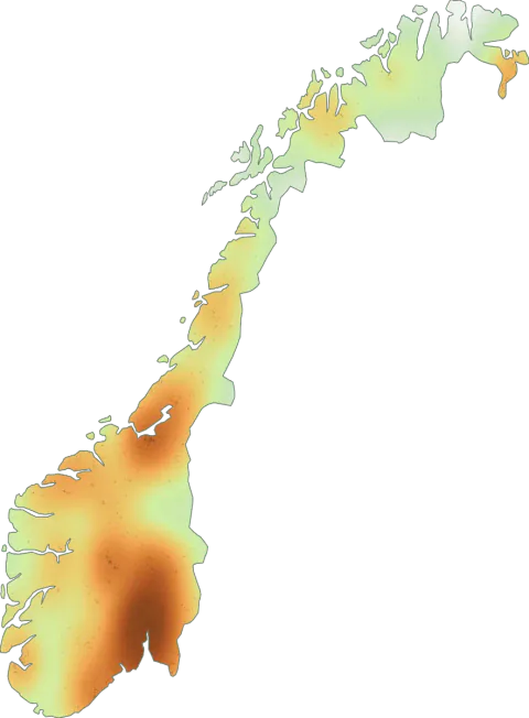 Kart over registrerte observasjoner av såpemusserong i Norge.