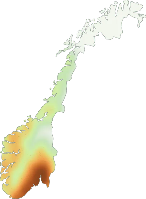 Utbredelseskart for Svart trompetsopp