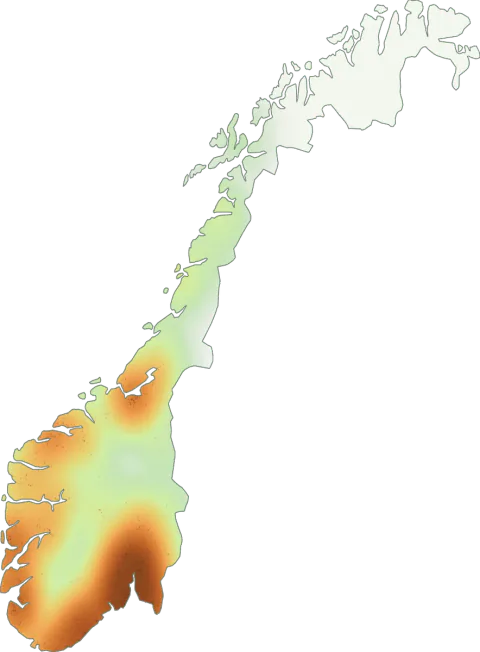 Utbredelseskart for Svartbrun rørsopp